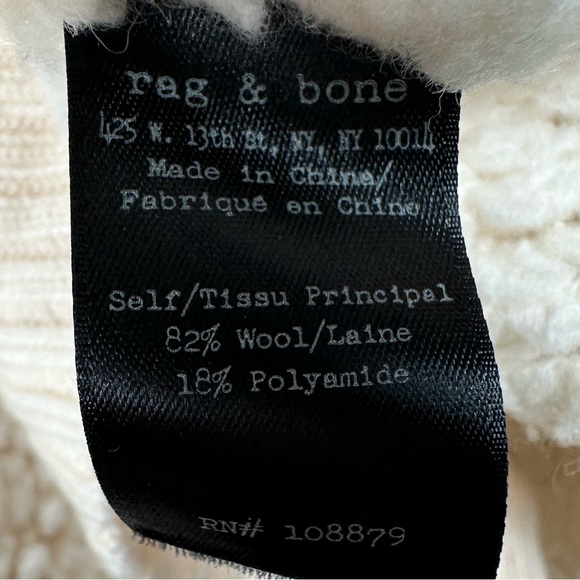 Rag & Bone Women’s Wool Sherpa Fleece Crewneck Sweater in Cream Size Large - Picture 4 of 8